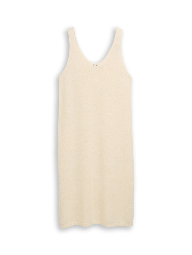 TOM TAILOR Denim Strickkleid Ohne Taschen Ärmelloses Sommerkleid in 3/4-Länge