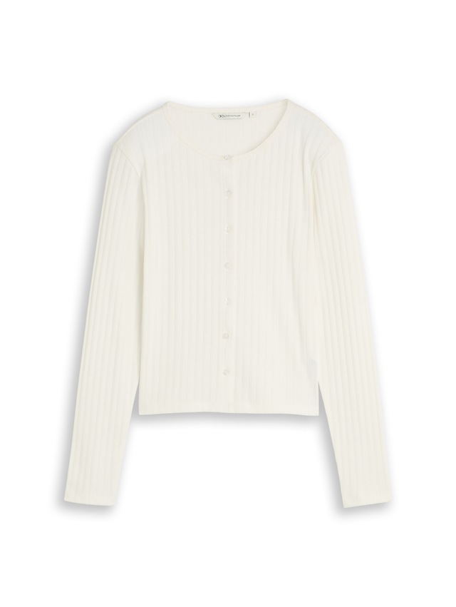 TOM TAILOR Denim Cardigan mit feiner Struktur und Knopfleiste