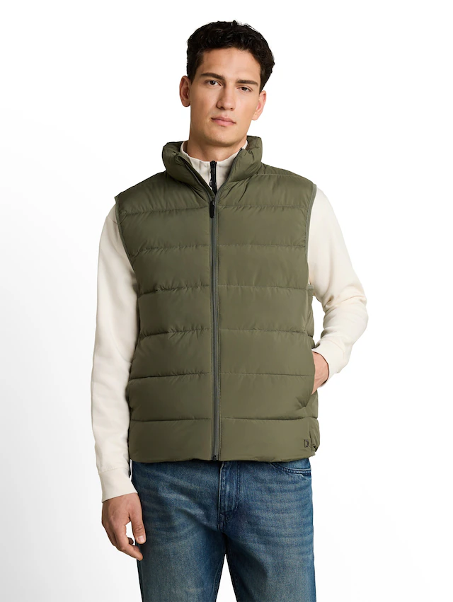 TOM TAILOR Denim Steppweste mit Stehkragen und Reißverschluss