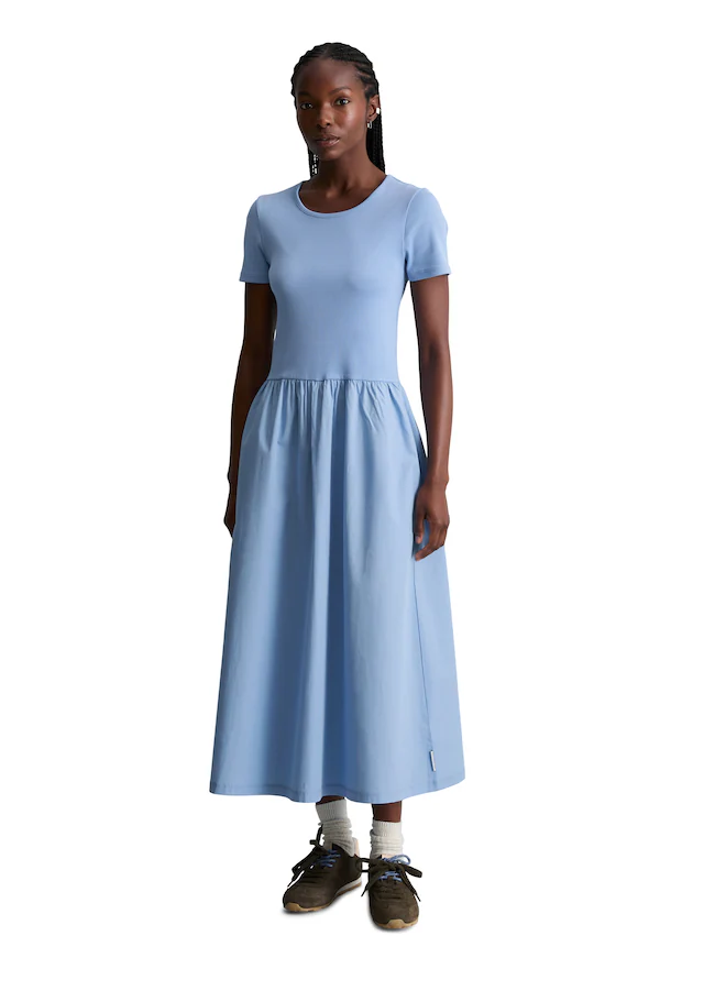 Marc O'Polo DENIM Jerseykleid Seitennahttaschen flared mit Baumwoll-Popelinerock