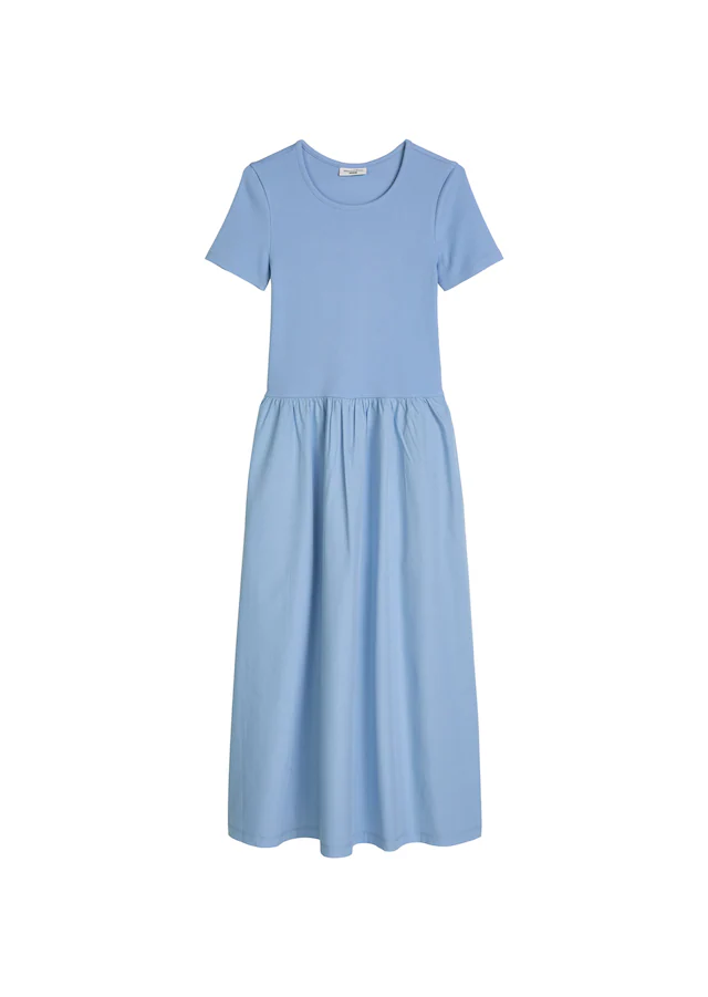 Marc O'Polo DENIM Jerseykleid Seitennahttaschen flared mit Baumwoll-Popelinerock