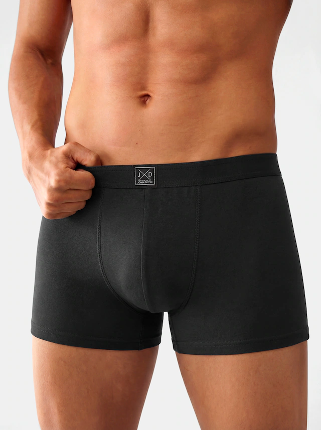 John Devin Boxer »Boxershorts für Herren« Packung, 5 Stk. unifarben, mit Logoschriftzug am Bund, Jersey-Material