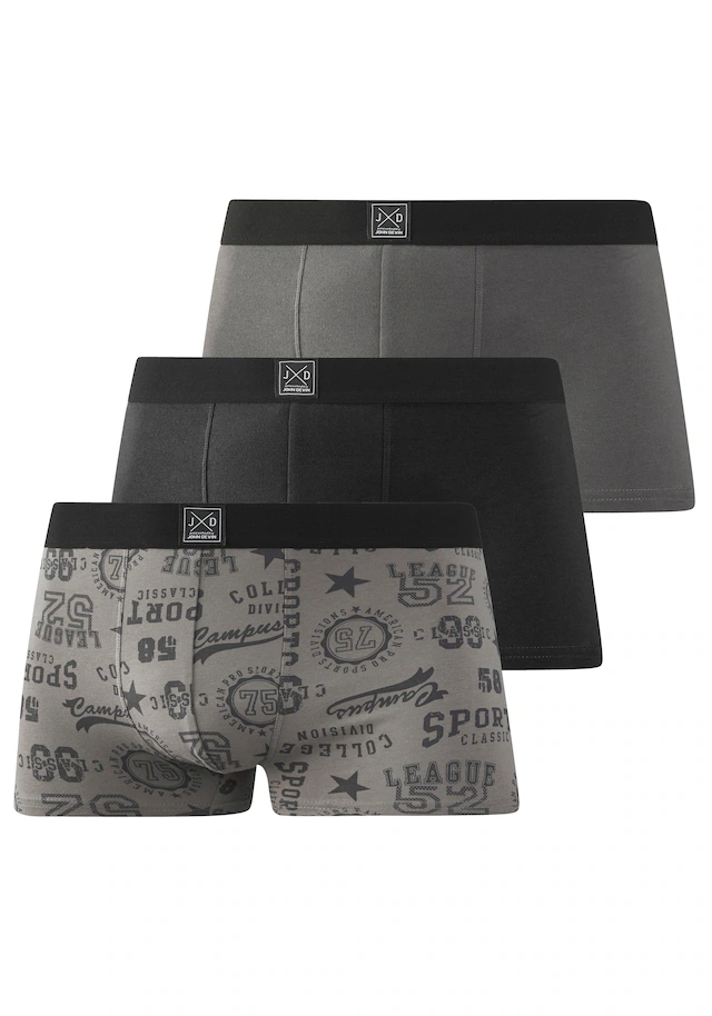 John Devin Boxer »Boxershorts für Herren« Packung, 3 Stk. aus weichem Jersey-Material, 3er-Pack, teils lustig bedruckt