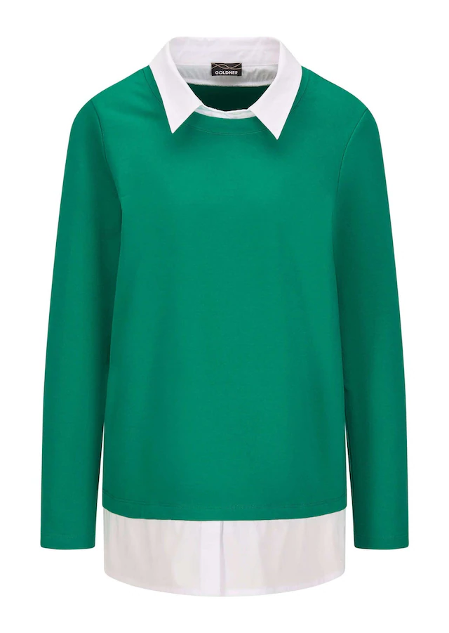 GOLDNER Langarmshirt »Elegantes 2-in-1 Business-Oberteil« Hemdkragen