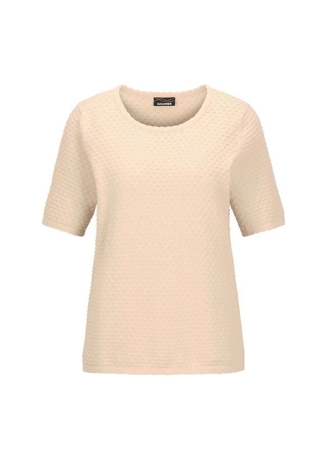GOLDNER Rundhalspullover »Halbarm Strickshirt mit Rundhals« Rundhalsausschnitt