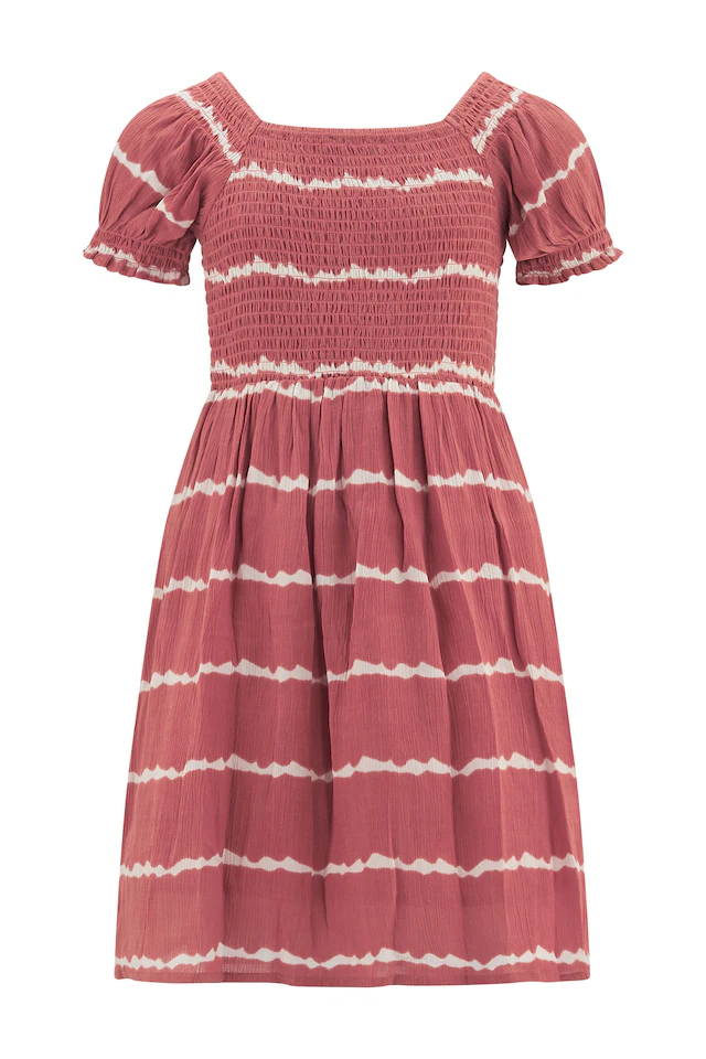 happy girls Druckkleid mit gesmoktem Oberteil