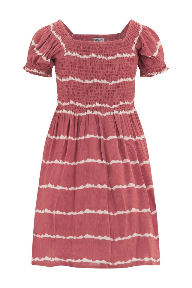 happy girls Druckkleid mit gesmoktem Oberteil