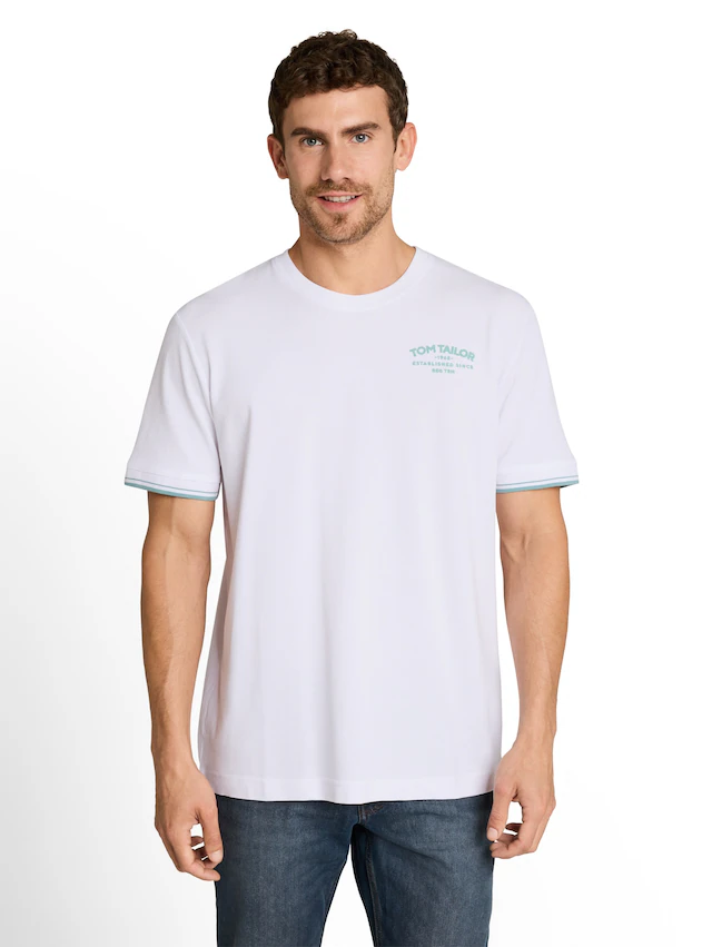 TOM TAILOR Kurzarmshirt Sommershirt mit Print und Stickerei