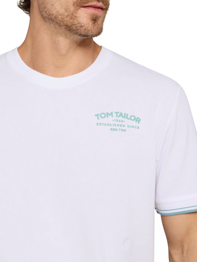 TOM TAILOR Kurzarmshirt Sommershirt mit Print und Stickerei