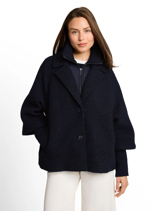 TOM TAILOR Fellimitatjacke »Regular« ohne Kapuze mit Reverskragen und Stehkragen-Inlay und Knopfleiste