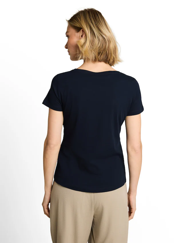 TOM TAILOR Kurzarmshirt Sommershirt mit Glitzer-Wording