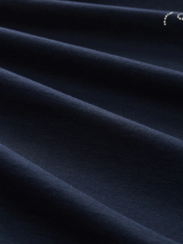 TOM TAILOR Kurzarmshirt Sommershirt mit Glitzer-Wording