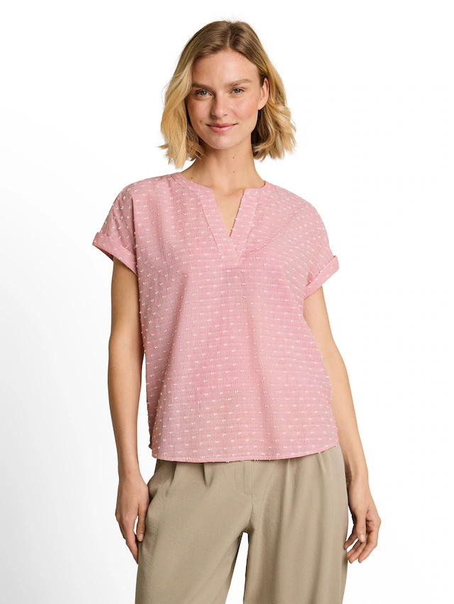 TOM TAILOR Druckbluse Sommer-Tunika mit feinen Streifen und Punkten