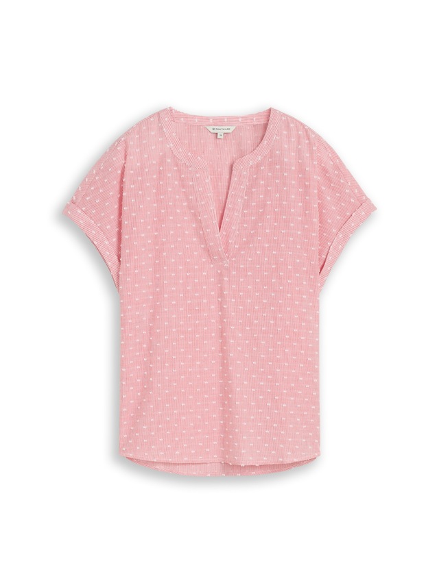 TOM TAILOR Druckbluse Sommer-Tunika mit feinen Streifen und Punkten