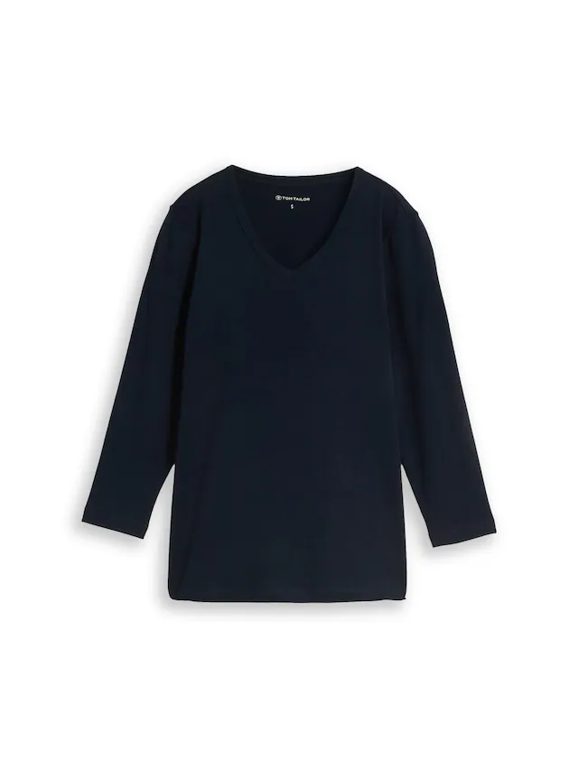 TOM TAILOR Langarmshirt »Regular« mit V-Ausschnitt