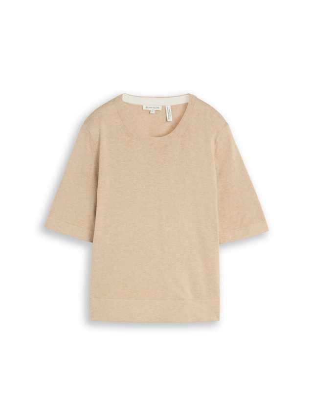 TOM TAILOR Strickpullover Sommer-Pulli - Halbarm -mit Viskose und Stretch