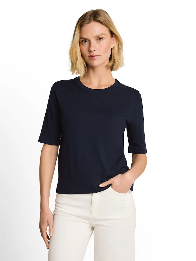TOM TAILOR Strickpullover Sommer-Pulli - Halbarm -mit Viskose und Stretch