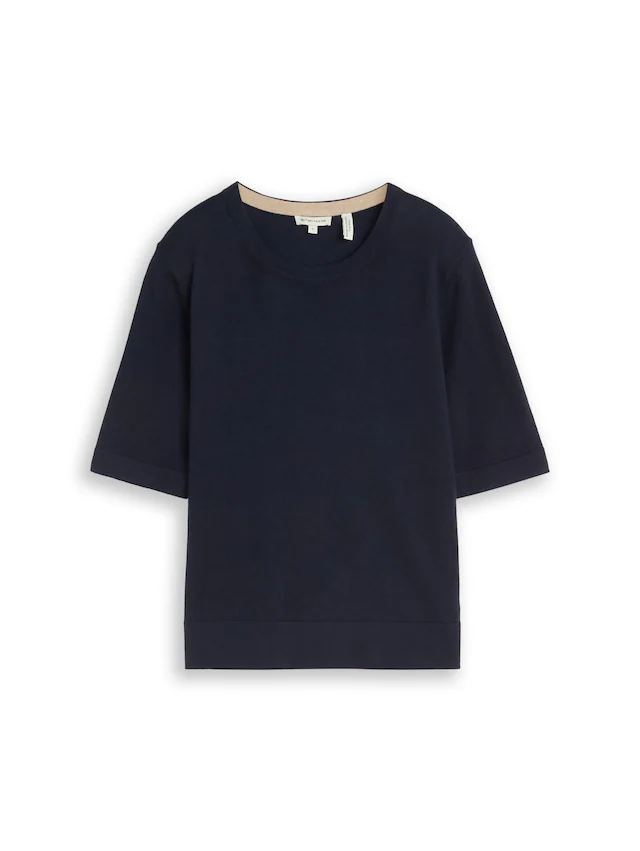 TOM TAILOR Strickpullover Sommer-Pulli - Halbarm -mit Viskose und Stretch