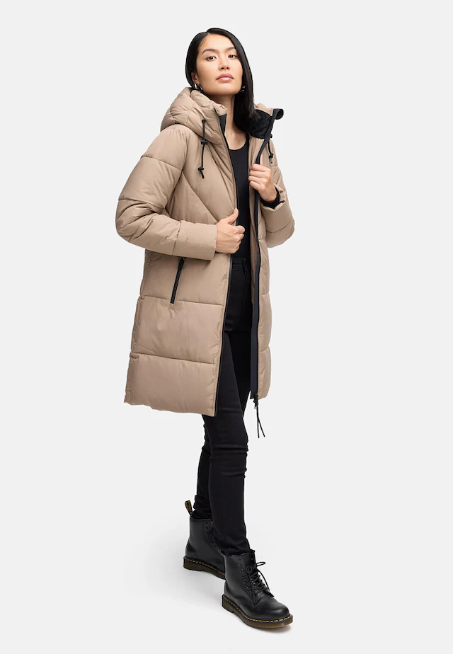 Navahoo Steppmantel »Kältekuschel XIV« Warmer Damen Wintermantel mit Fleece-gefüttertem Kragen