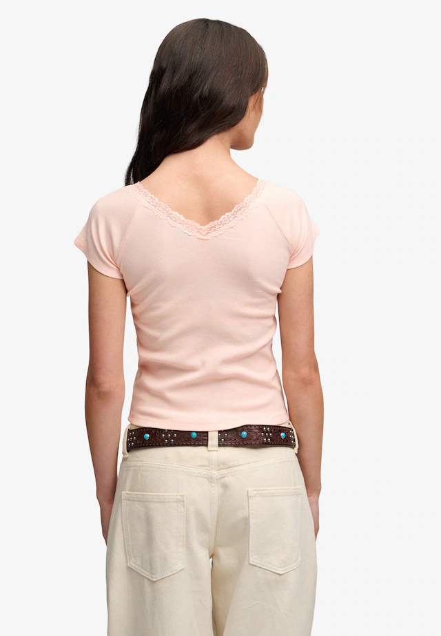 Superdry V-Shirt »ATH ESS LACE TRIM V TEE« mit Spitze