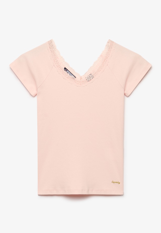 Superdry V-Shirt »ATH ESS LACE TRIM V TEE« mit Spitze