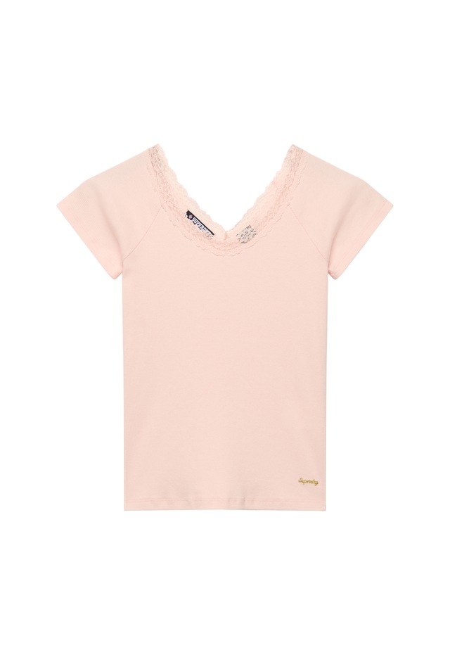 Superdry V-Shirt »ATH ESS LACE TRIM V TEE« mit Spitze
