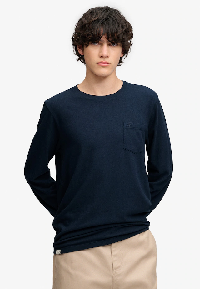 Superdry Langarmshirt »COTTON LINEN L/S POCKET TOP« aus Baumwolle und Leinen, Relaxed Fit, mit Rundhalsausschnitt