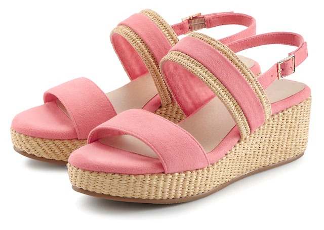 Beachtime by Lascana Sandalette »Sommerschuh, Sandale, offener Schuh, Keilsandalette,« NEU mit Keilabsatz VEGAN