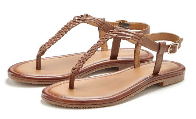 Vivance Zehentrenner »Sandalette, Sommerschuh, Sandale, Ledersandale,« aus Leder mit Flecht-Optik