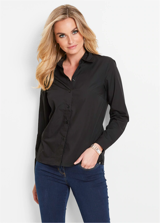 bonprix Langarmbluse »Bluse« lockere Passform, für eleganten Auftritt, aus Baumwollmischung