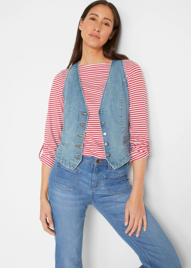 bonprix Jeansweste »Stretch-Jeansweste« aus Baumwollmischung, taillierte Passform, mit Knopfleiste