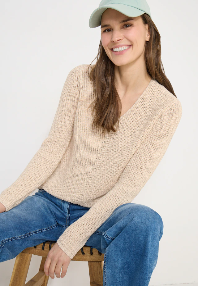 Cecil Strickpullover mit abgerundetem V-Ausschnitt