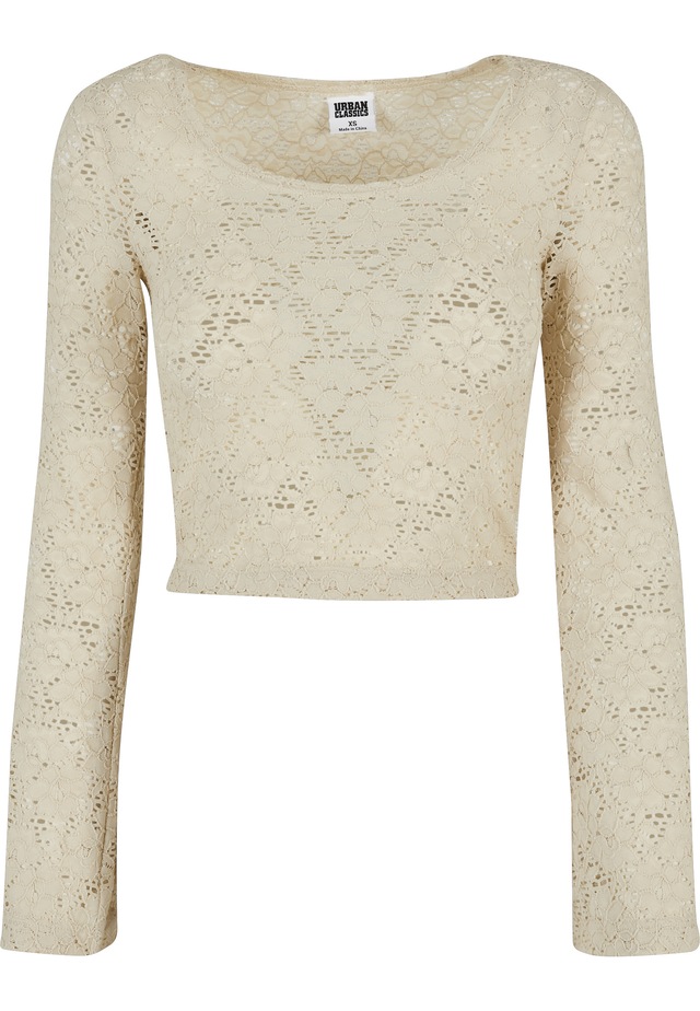 URBAN CLASSICS Longsleeve »Urban Classics Damen Ladies Cropped Lace Longsleeve« 1 Stk.