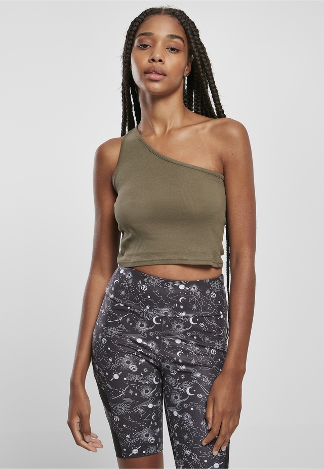 URBAN CLASSICS Tanktop »Urban Classics Damen Ladies Cropped Asymmetric Top« 1 Stk.