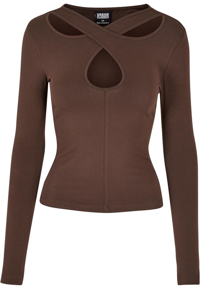 URBAN CLASSICS Langarmshirt »Urban Classics Damen Ladies Crossed Cut Out Longsleeve« 1 Stk.