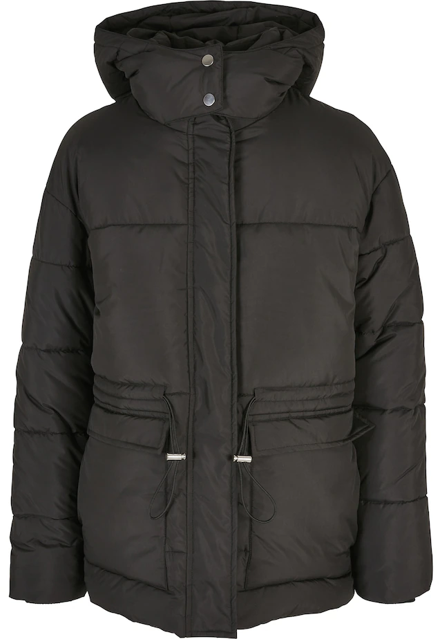 URBAN CLASSICS Winterjacke »Urban Classics Damen Ladies Waisted Puffer Jacket« 1 Stk. tlg. mit Kapuze