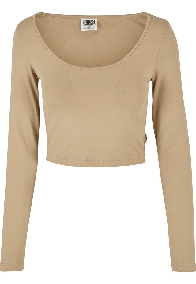 URBAN CLASSICS Langarmshirt »Urban Classics Damen Ladies Organic Wide Neck Cropped Longsleeve« 1