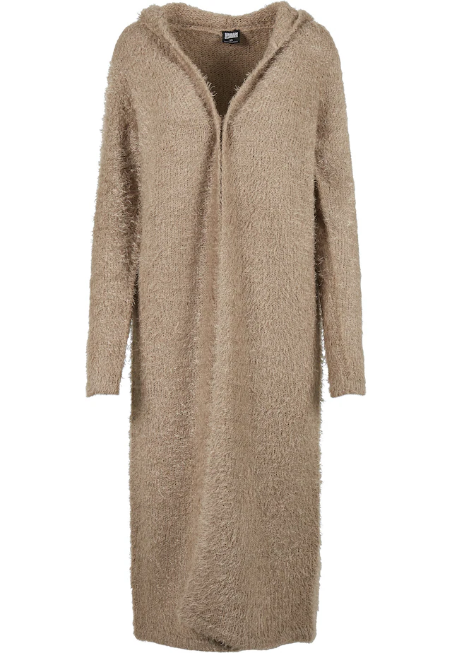 URBAN CLASSICS Cardigan »Urban Classics Damen Ladies Hooded Feather Cardigan« 1 Stk.