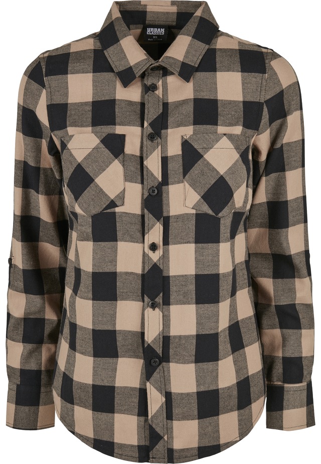 URBAN CLASSICS Langarmhemd »Urban Classics Damen Ladies Turnup Checked Flanell Shirt« 1 Stk.