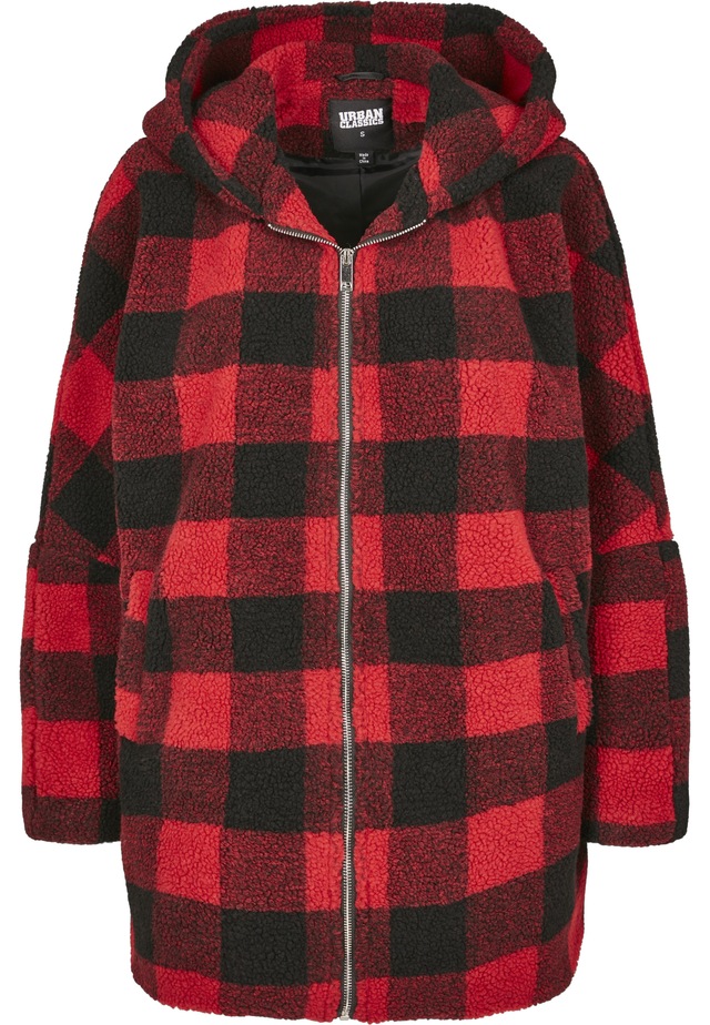 URBAN CLASSICS Winterjacke »Urban Classics Damen Ladies Hooded Oversized Check Sherpa Jacket« 1 Stk. tlg. mit Kapuze