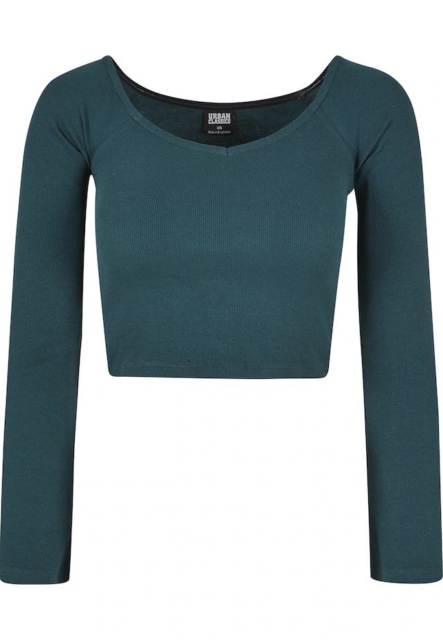 URBAN CLASSICS Langarmshirt »Urban Classics Damen Ladies Short Rib Wide V-Neck Longsleeve« 1