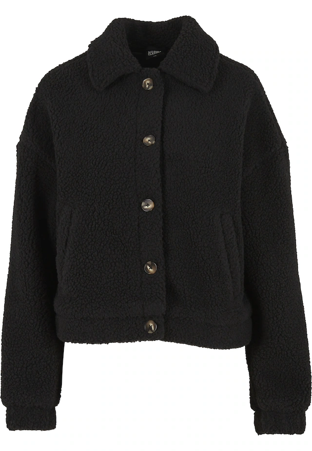 URBAN CLASSICS Allwetterjacke »Urban Classics Ladies Short Sherpa Button Jacket« 1 Stk. tlg. ohne Kapuze