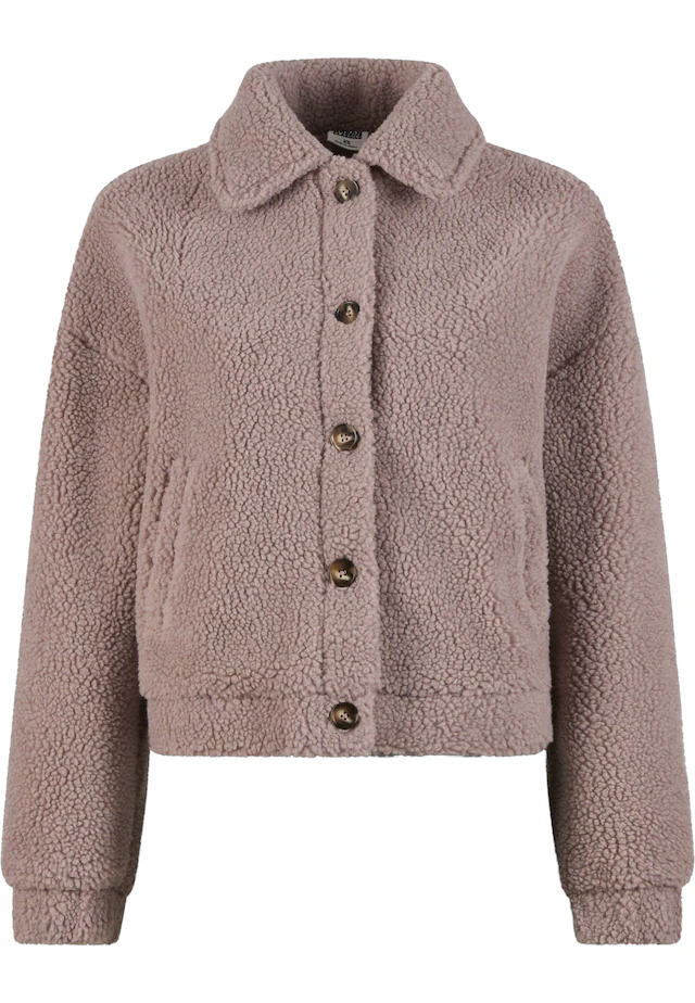 URBAN CLASSICS Allwetterjacke »Urban Classics Ladies Short Sherpa Button Jacket« 1 Stk. tlg. ohne Kapuze