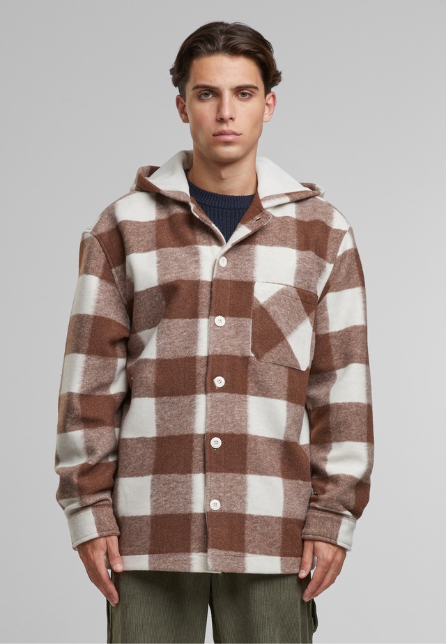 URBAN CLASSICS Langmantel »Urban Classics Big Check Jacket With Hood«