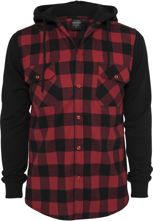 URBAN CLASSICS Flanellhemd »Urban Classics Herren Hooded Checked Flanell Sweat Sleeve Shirt« 1 Stk.