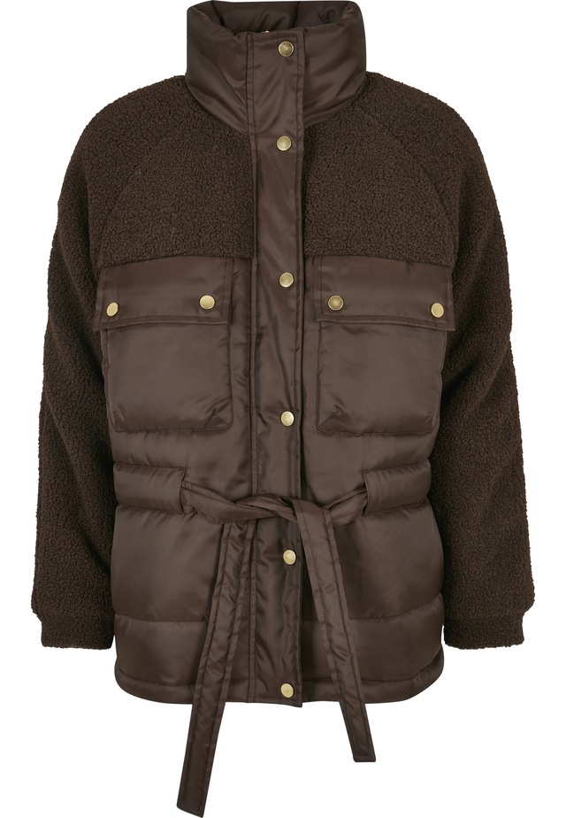 URBAN CLASSICS Winterjacke »Urban Classics Damen Ladies Sherpa Mix Puffer Jacket« 1 Stk. tlg. ohne Kapuze