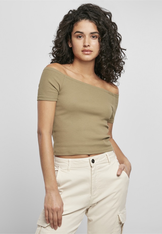URBAN CLASSICS T-Shirt »Urban Classics Damen Ladies Off Shoulder Rib Tee« 1