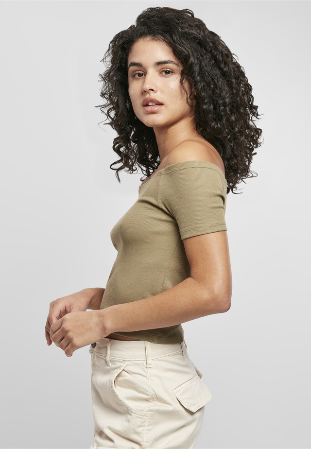 URBAN CLASSICS T-Shirt »Urban Classics Damen Ladies Off Shoulder Rib Tee« 1