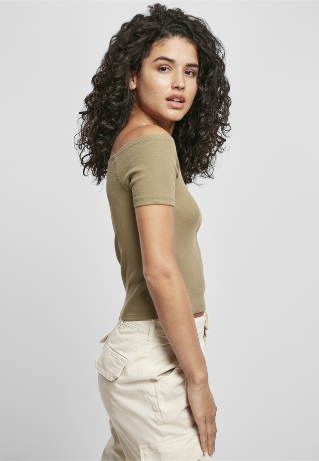 URBAN CLASSICS T-Shirt »Urban Classics Damen Ladies Off Shoulder Rib Tee« 1