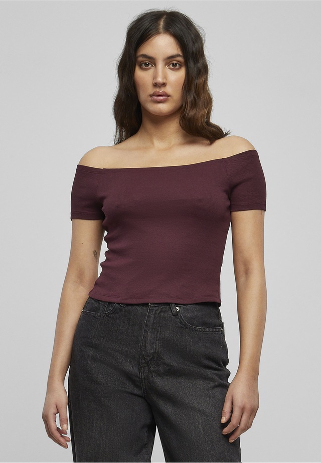URBAN CLASSICS T-Shirt »Urban Classics Damen Ladies Off Shoulder Rib Tee« 1